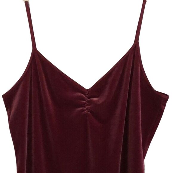Y2K VTG Camisole Tank Top Size Large Claret Velvet Whimsigoth Fairy Coquette - Picture 2 of 10